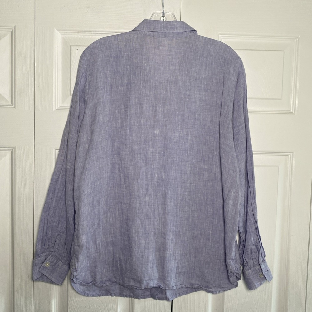 J Jill Love Linen Womens Small Purple Lilac Button Long Sleeve Lagom Clean Girl - Picture 6 of 7
